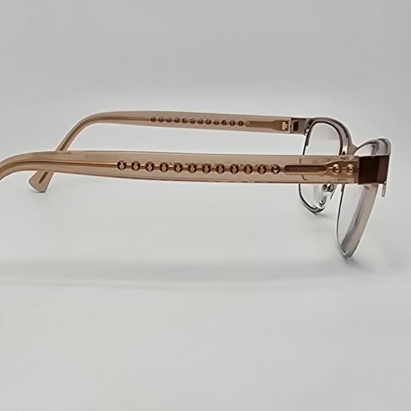 Coach HC5067 9234 Satin Brown Light Gold Crystal Brown Cat Eye Eyeglasses Frame - Picture 5 of 13